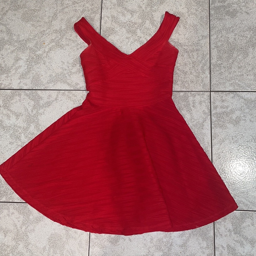 ASOS V-Neck Fit and Flare Red Dress